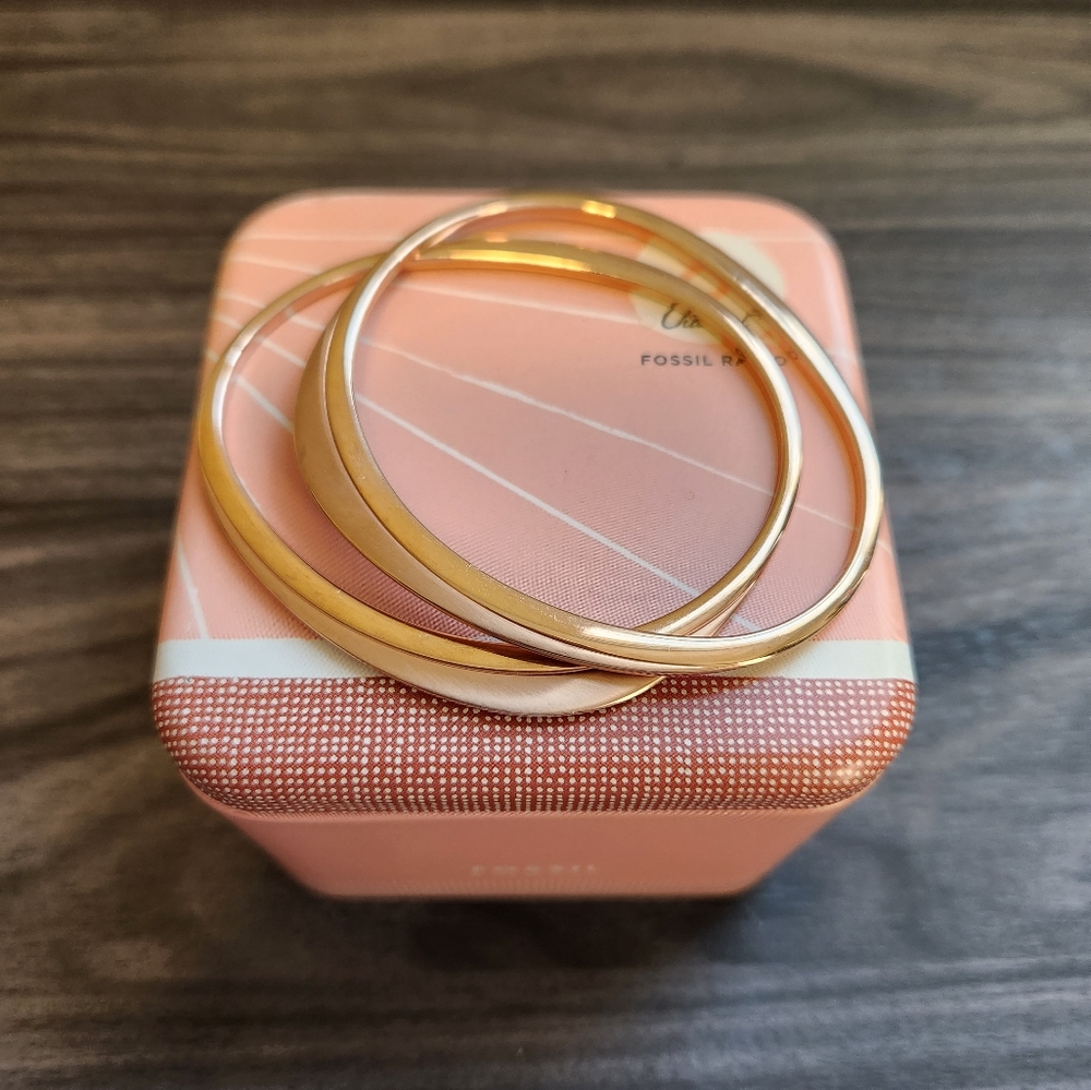 Set of two Fossil bangle ROSE GOLD tone